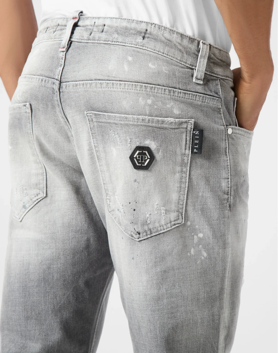 Denim Super Straight Cut Trousers, цвет: Серый