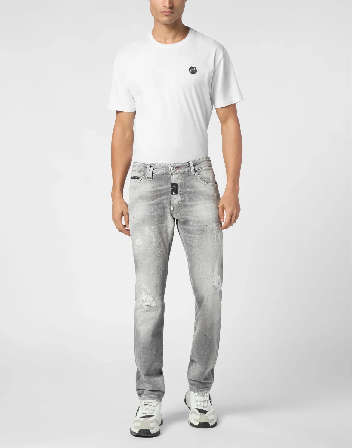 Denim Super Straight Cut Trousers, цвет: Серый