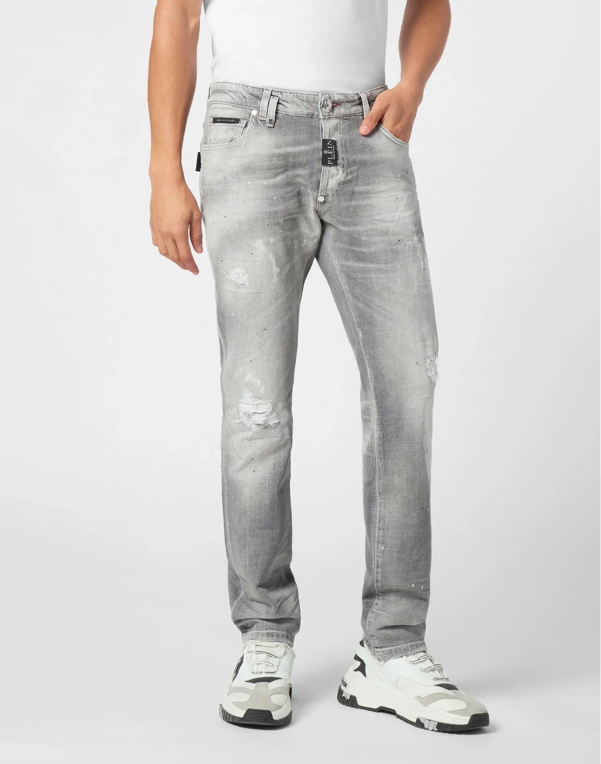 Denim Super Straight Cut Trousers, цвет: Серый