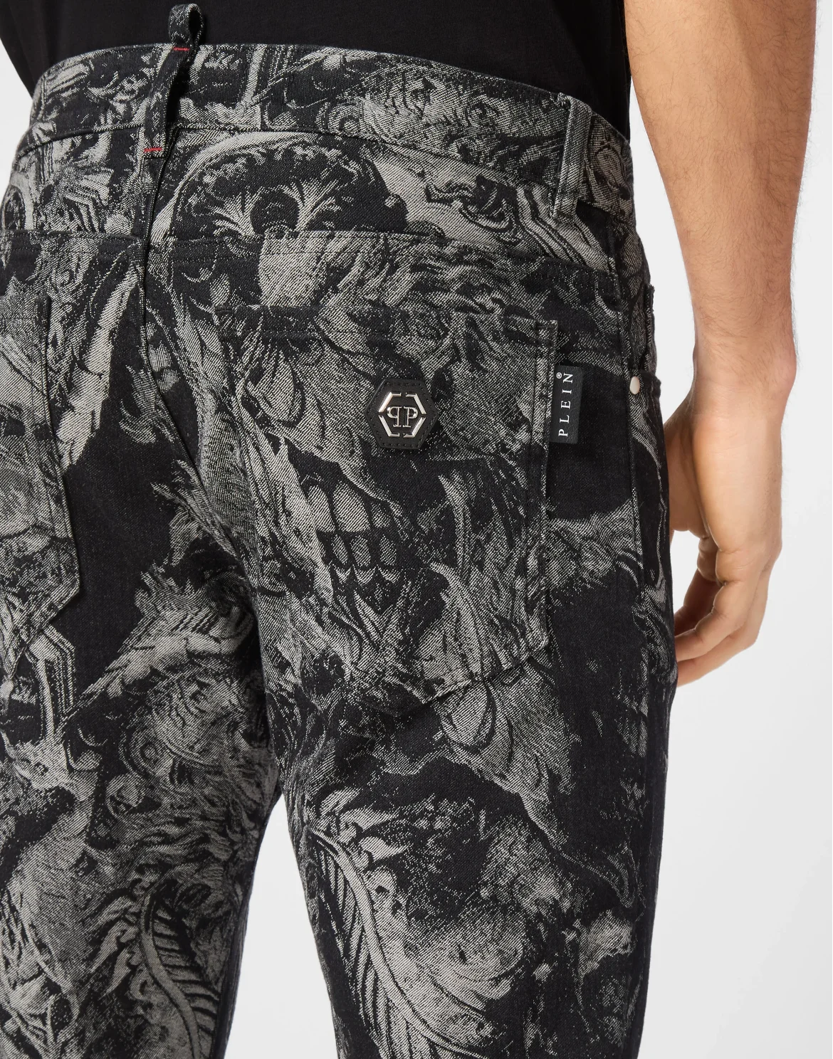 Denim Super Straight Cut Trousers Dragon Skull, цвет: Черный