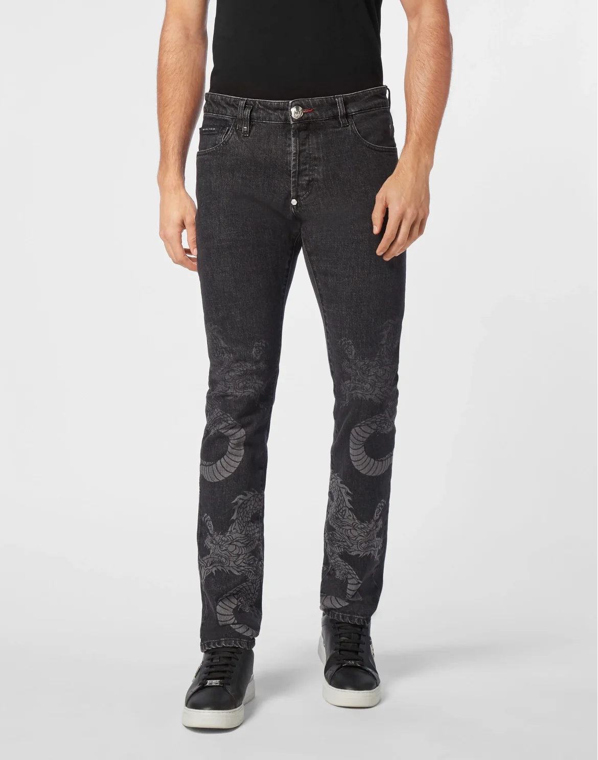 Denim Super Straight Cut Trousers Dragon Shadow, цвет: Серый