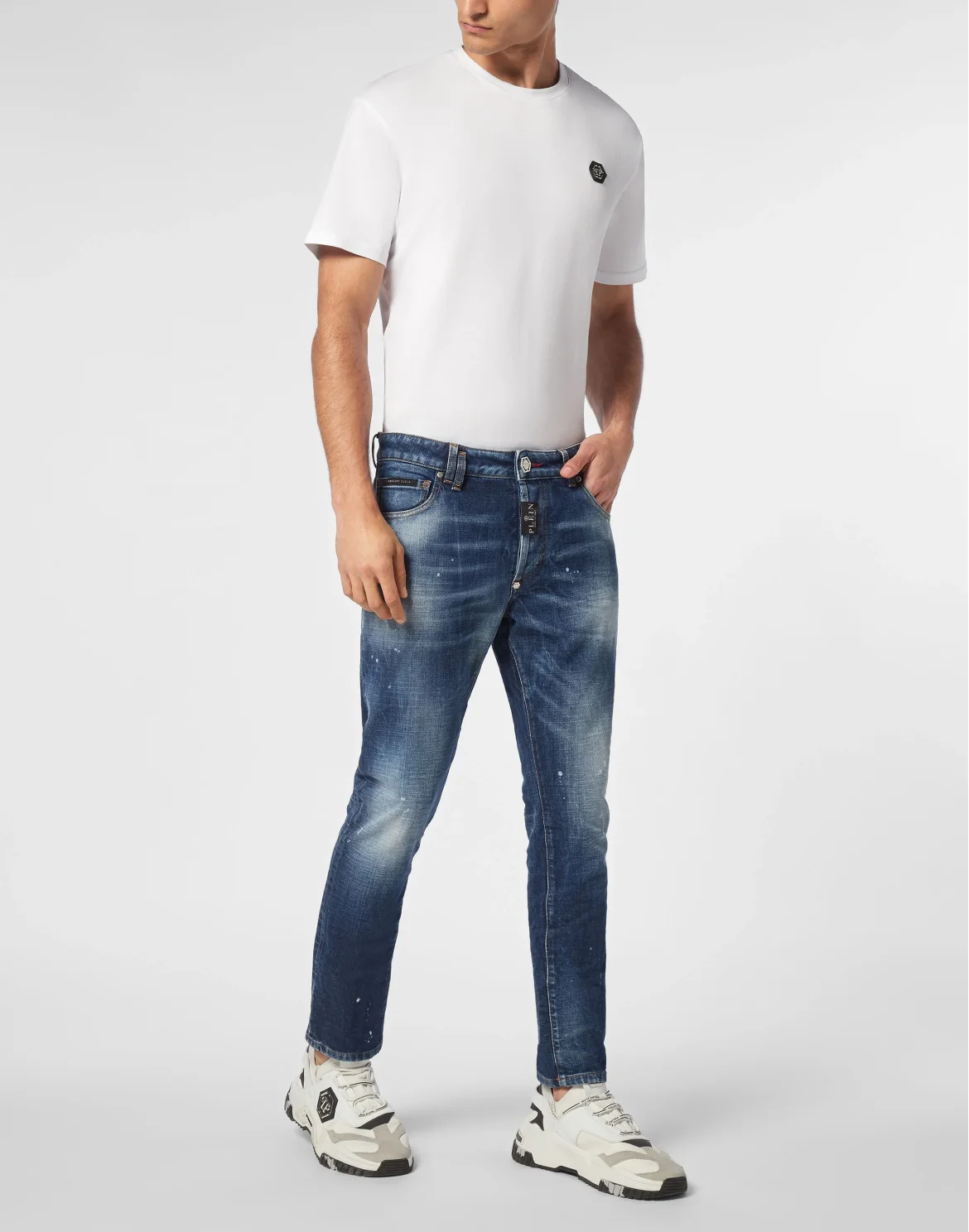 Denim Skinny Fit Trousers, цвет: Синий