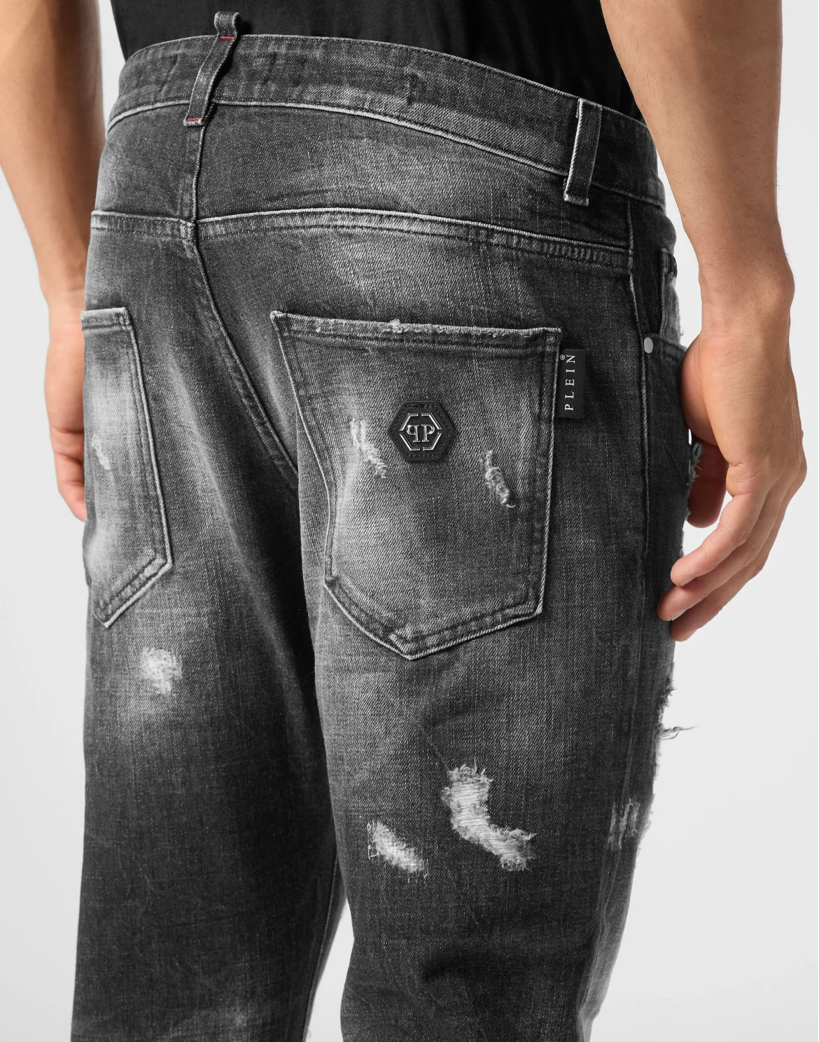 Denim Skinny Fit Trousers, цвет: Черный