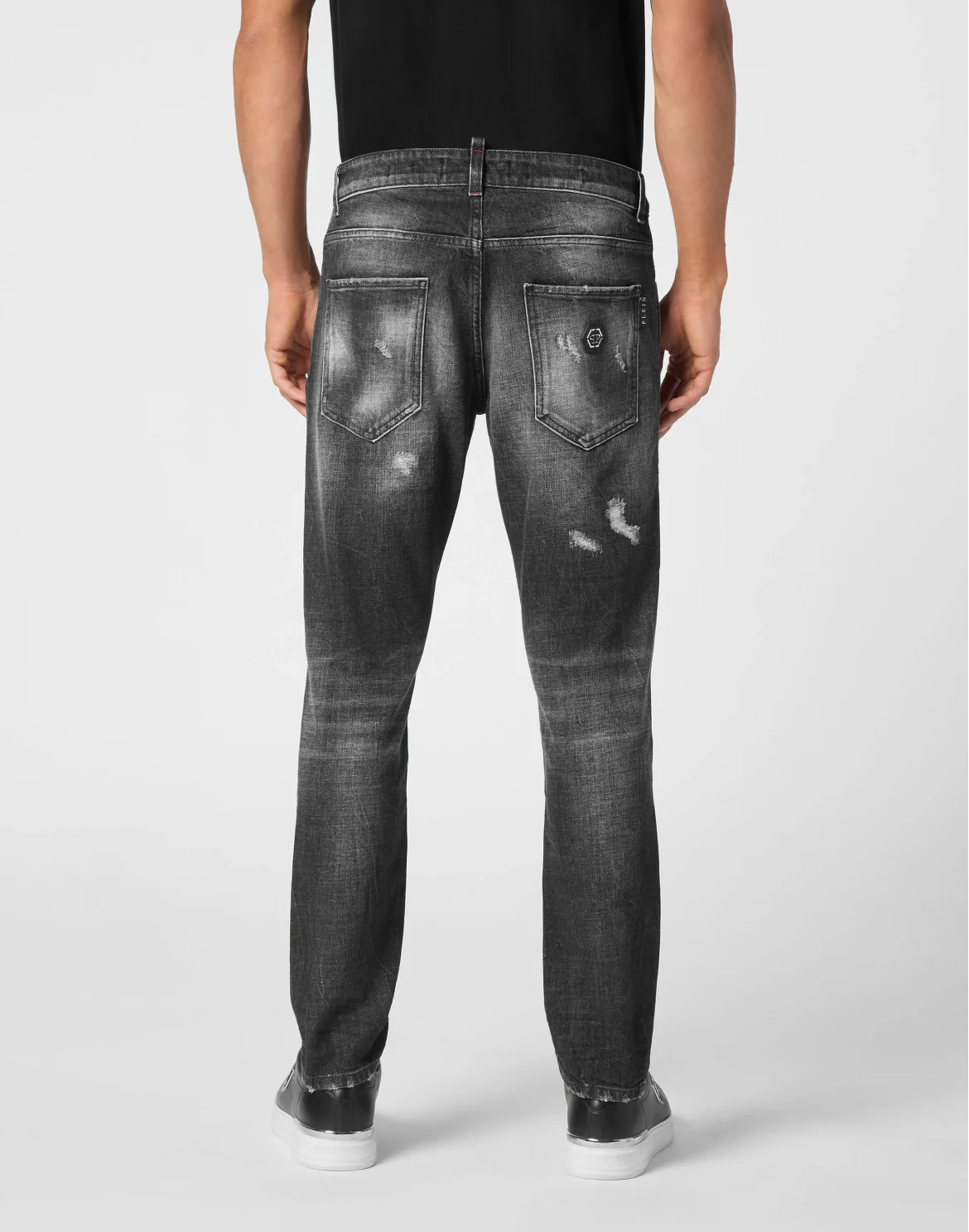 Denim Skinny Fit Trousers, цвет: Черный