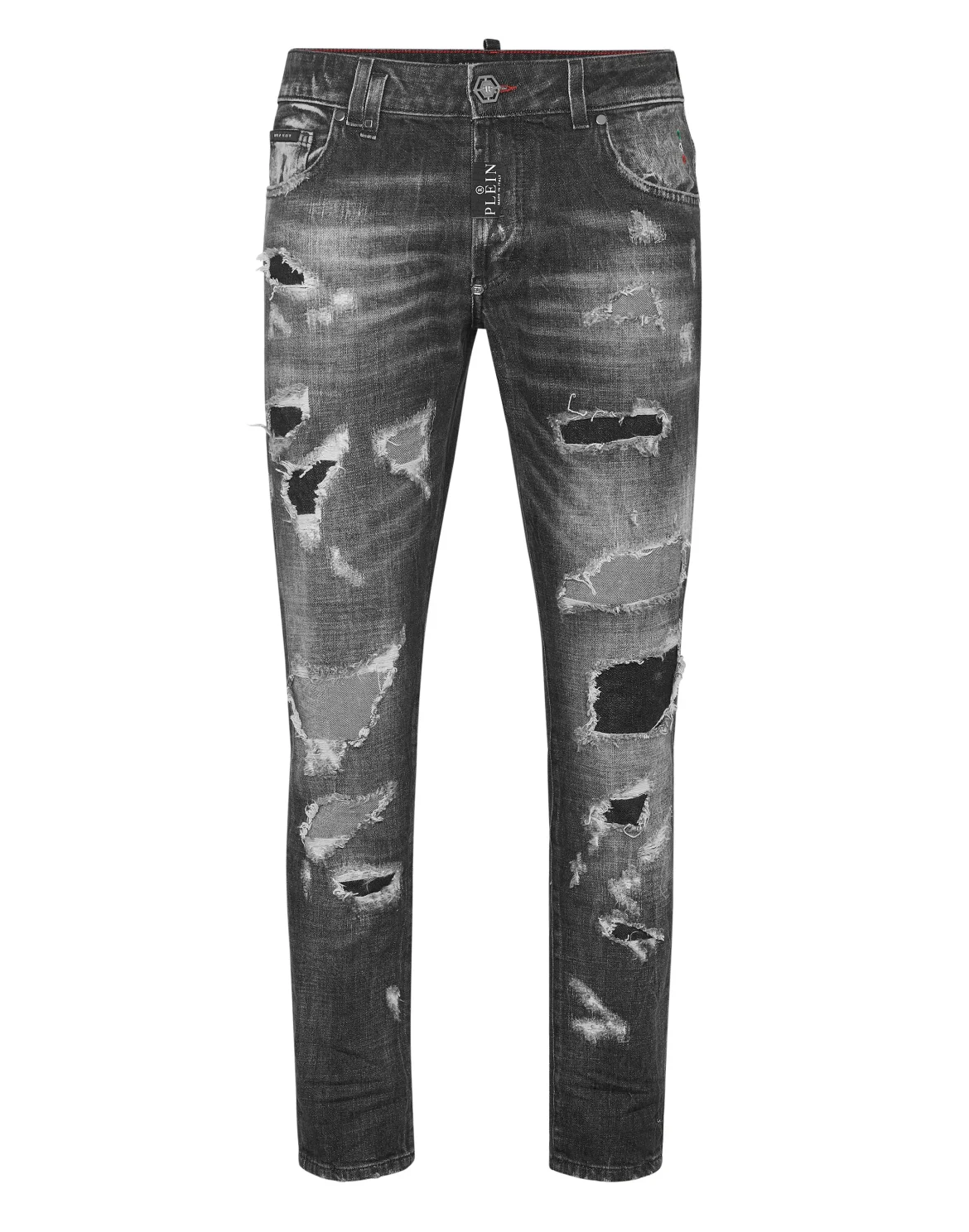 Denim Skinny Fit Trousers, цвет: Черный