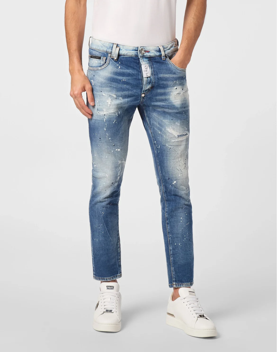 Denim Skinny Fit Trousers, цвет: Синий