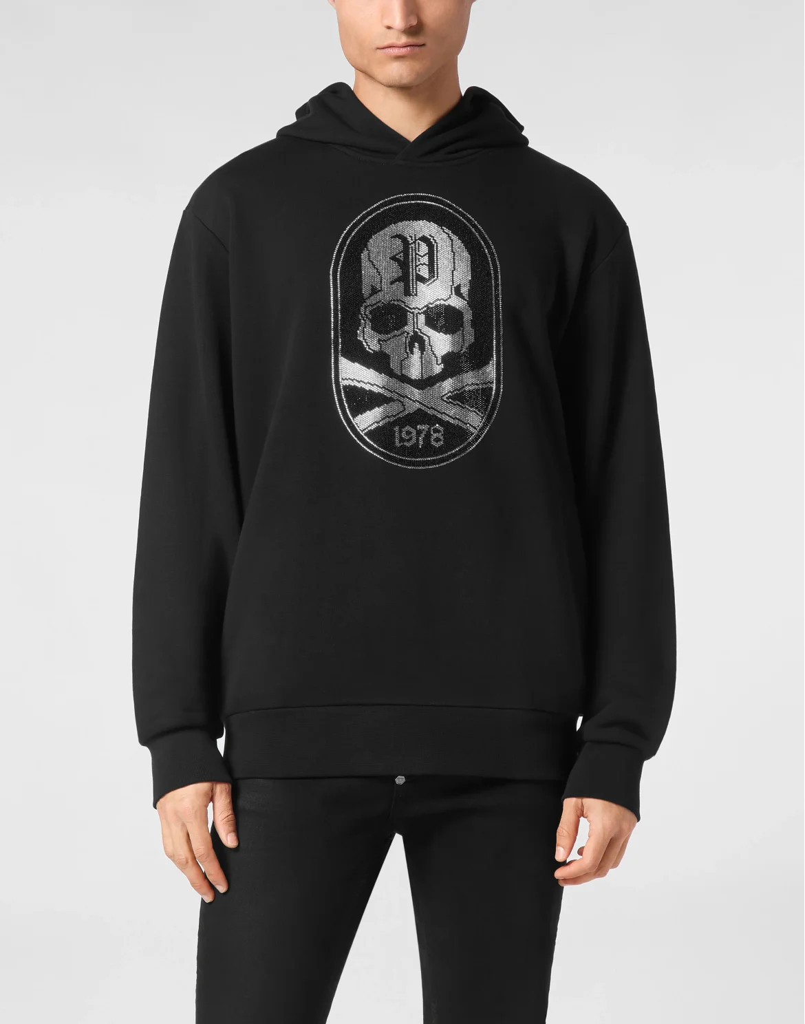 Hoodie Sweatshirt With Patch Skull&Bones, цвет: Черный