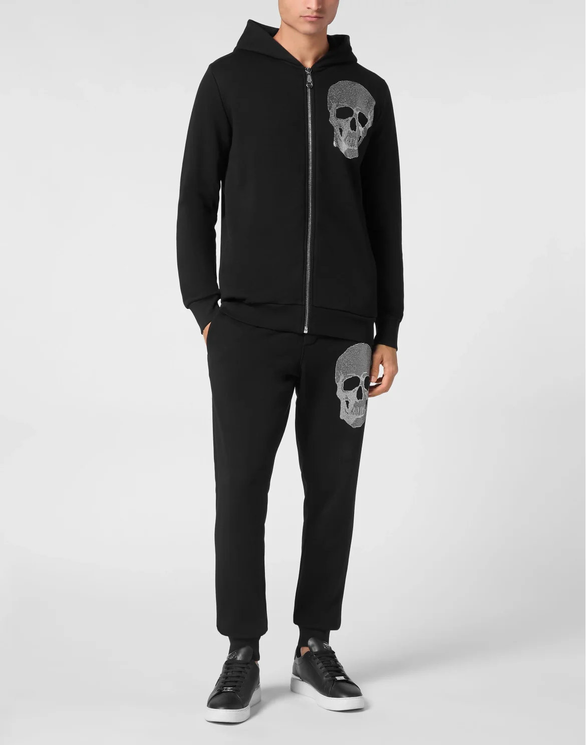 Zipped Hoodie Sweatshirt Skull strass, цвет: Черный