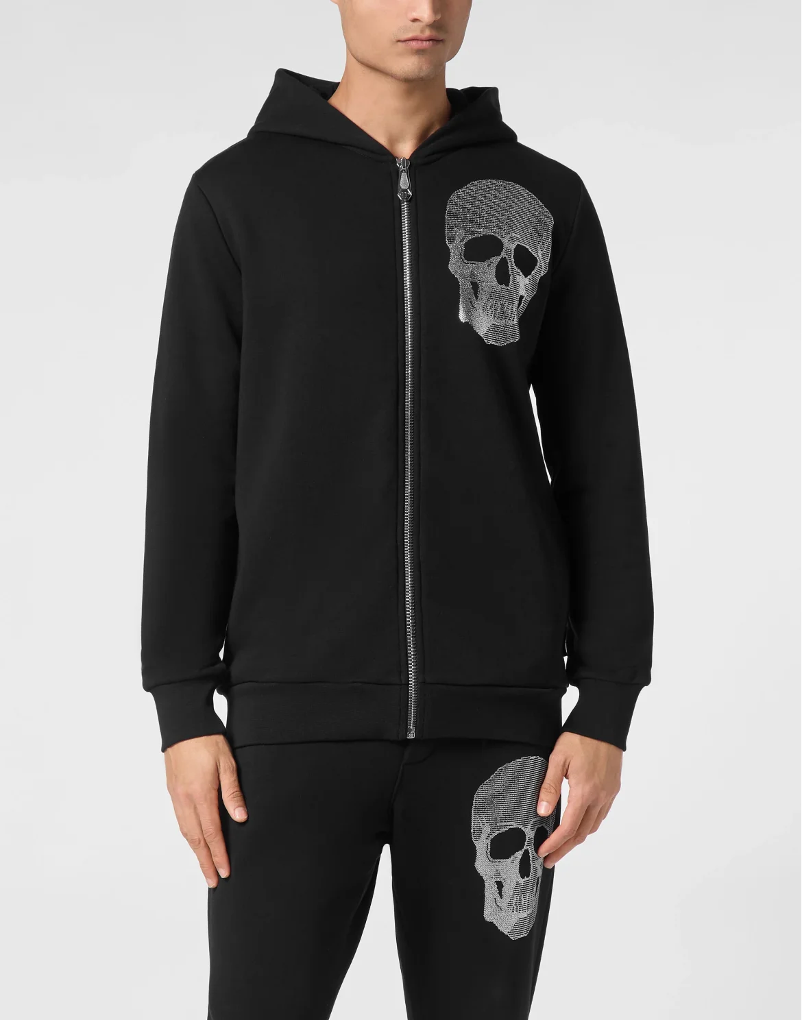 Zipped Hoodie Sweatshirt Skull strass, цвет: Черный