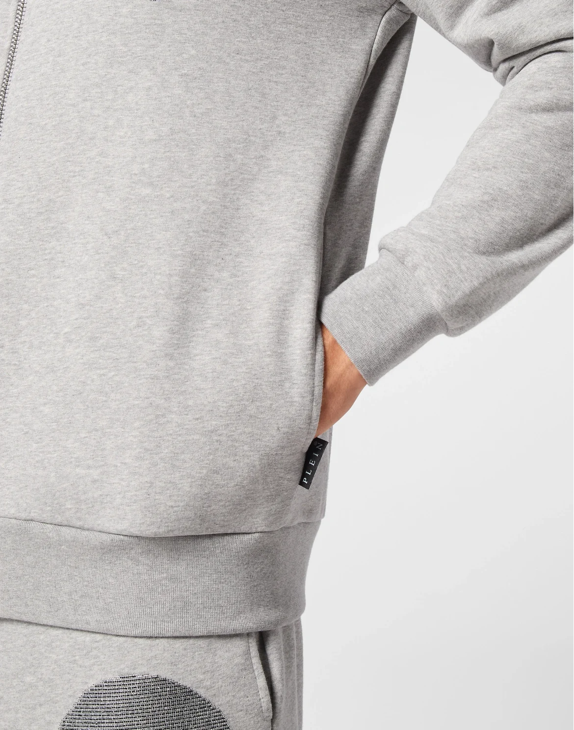 Zipped Hoodie Sweatshirt Skull strass, цвет: Серый