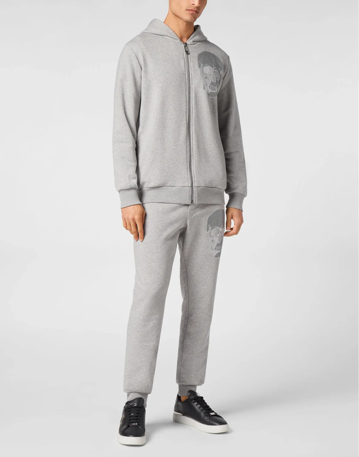 Zipped Hoodie Sweatshirt Skull strass, цвет: Серый