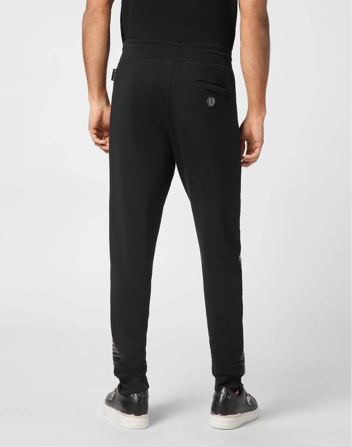 Jogging Trousers With Leather And Nylon Inserts, цвет: Черный