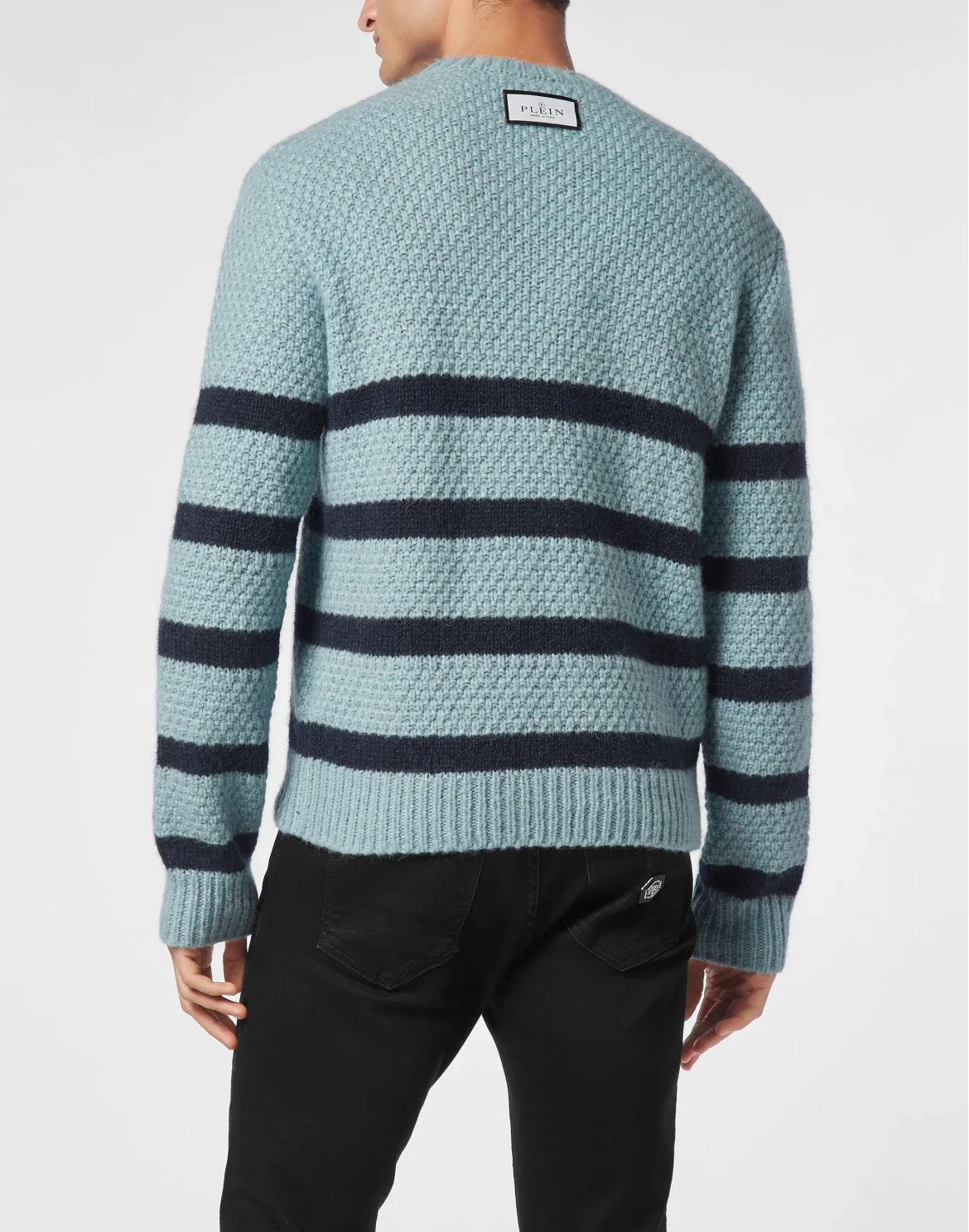 Pullover Round Neck Long-Sleeve Patches, цвет: Голубой