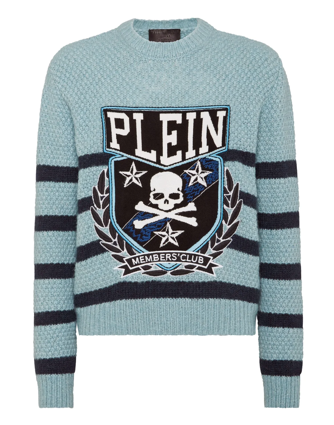 Pullover Round Neck Long-Sleeve Patches, цвет: Голубой
