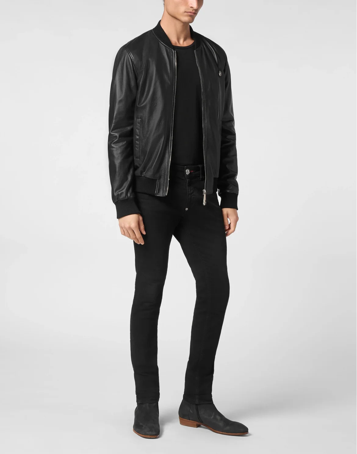 Basic Leather Bomber, цвет: Черный
