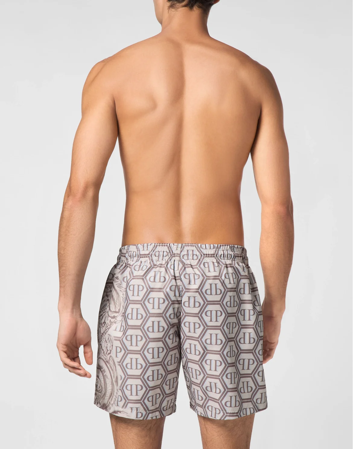 Short Swim Boxer Dragon Monogram, цвет: Бежевый