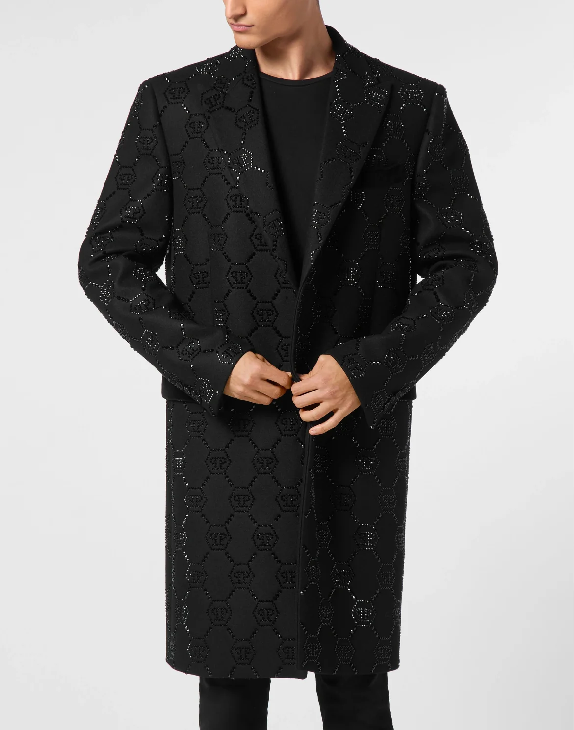 Wool Coat Monogram, цвет: Черный