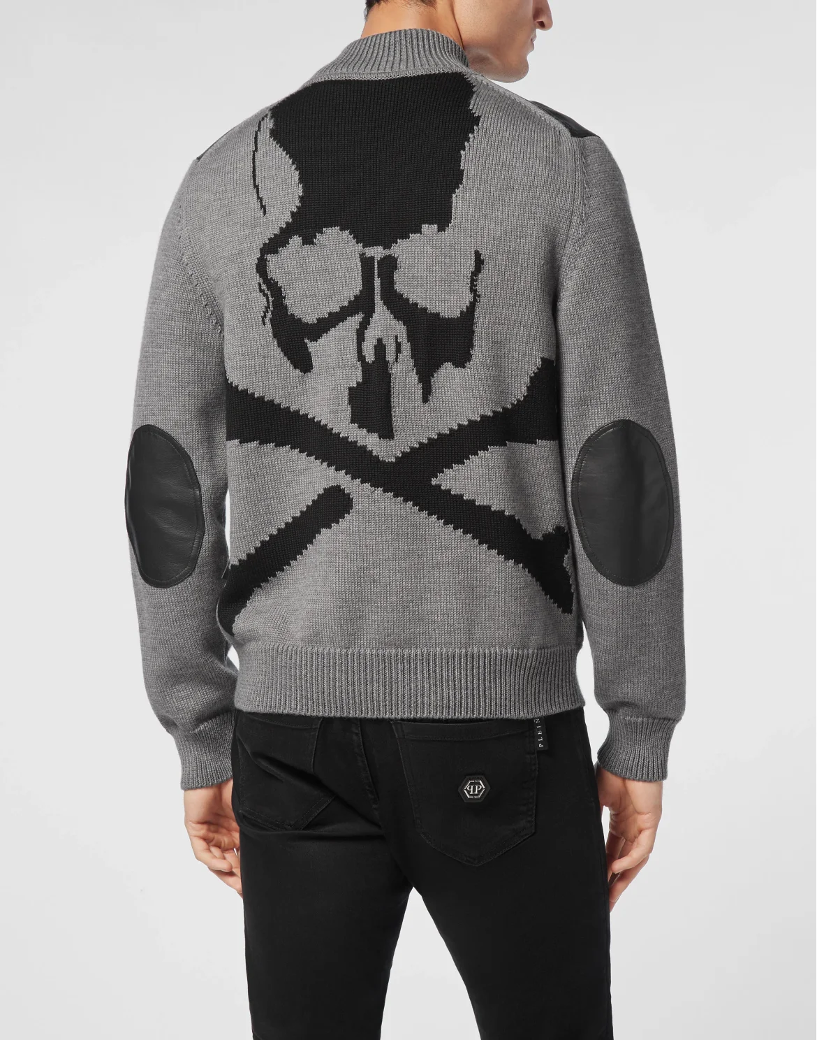 Merino Wool Leather Bomber Skull&Bones, цвет: Черный