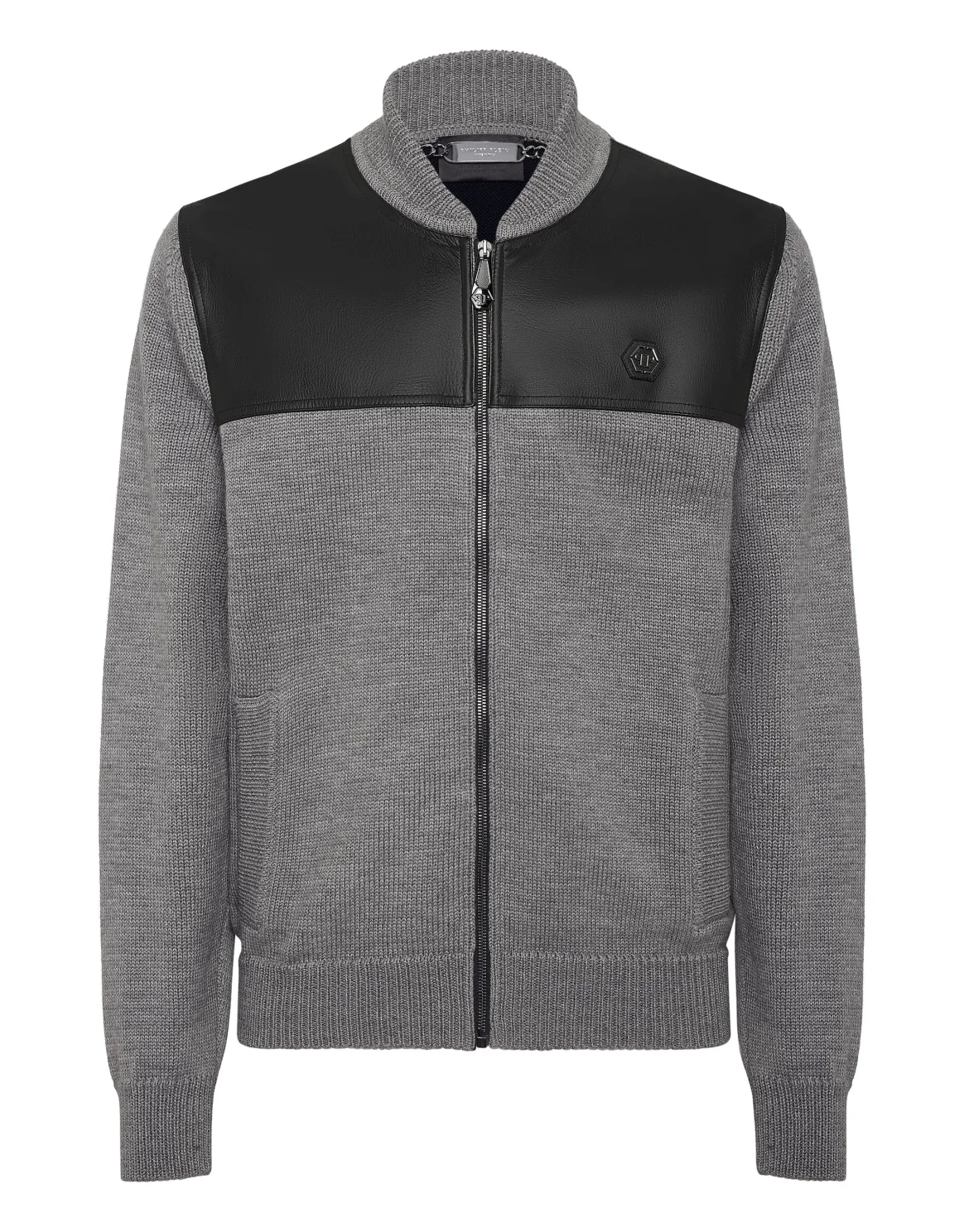 Merino Wool Leather Bomber Skull&Bones, цвет: Черный