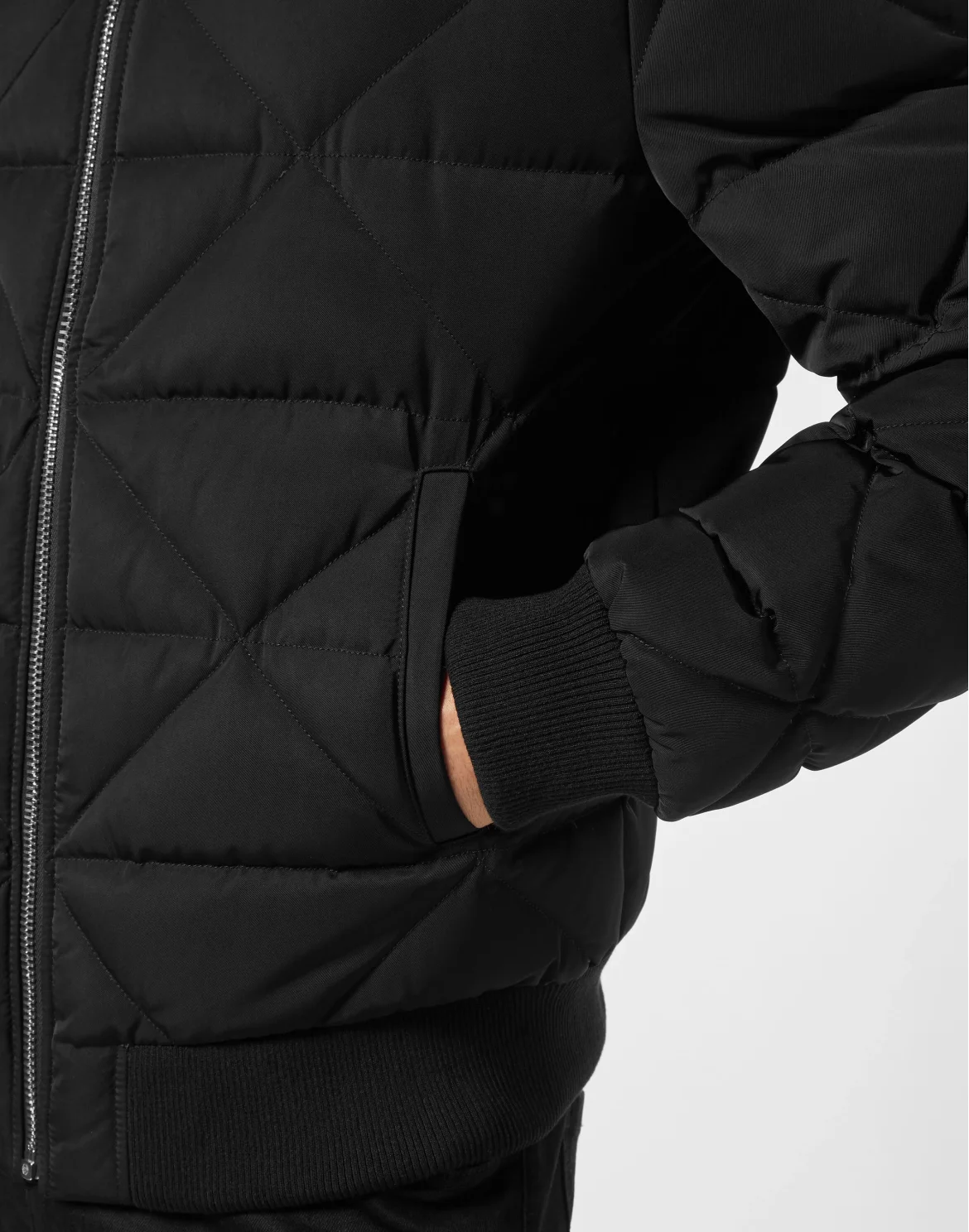 Shearling Nylon Padded Jacket, цвет: Черный
