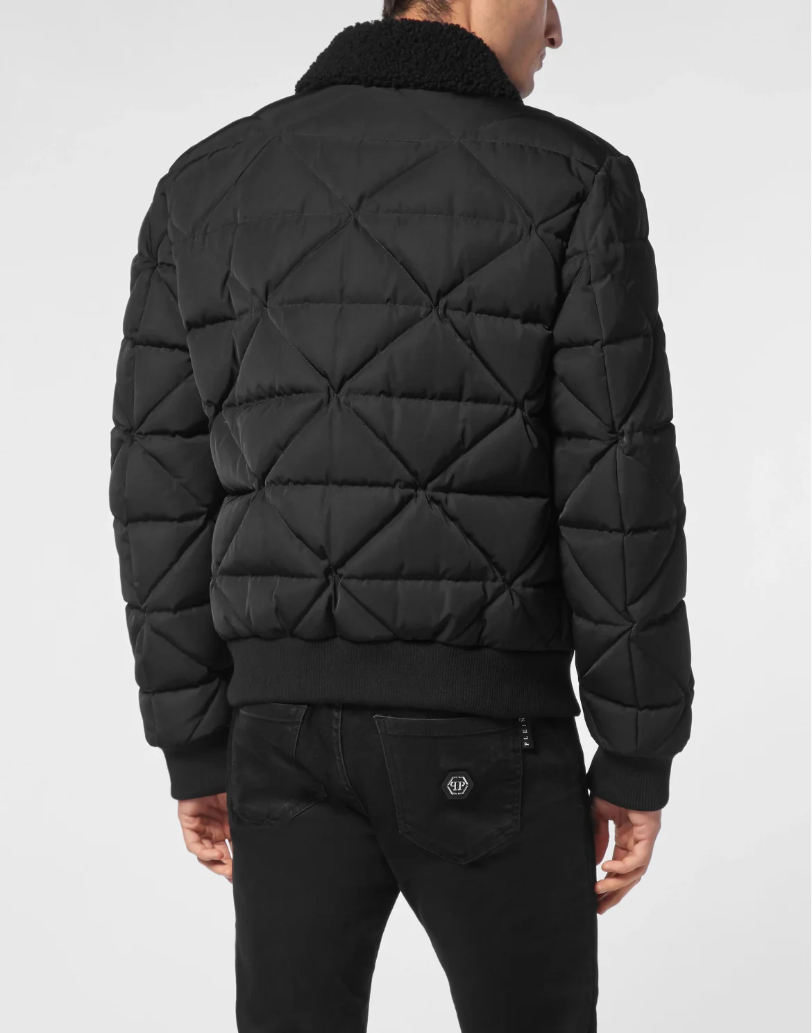 Shearling Nylon Padded Jacket, цвет: Черный