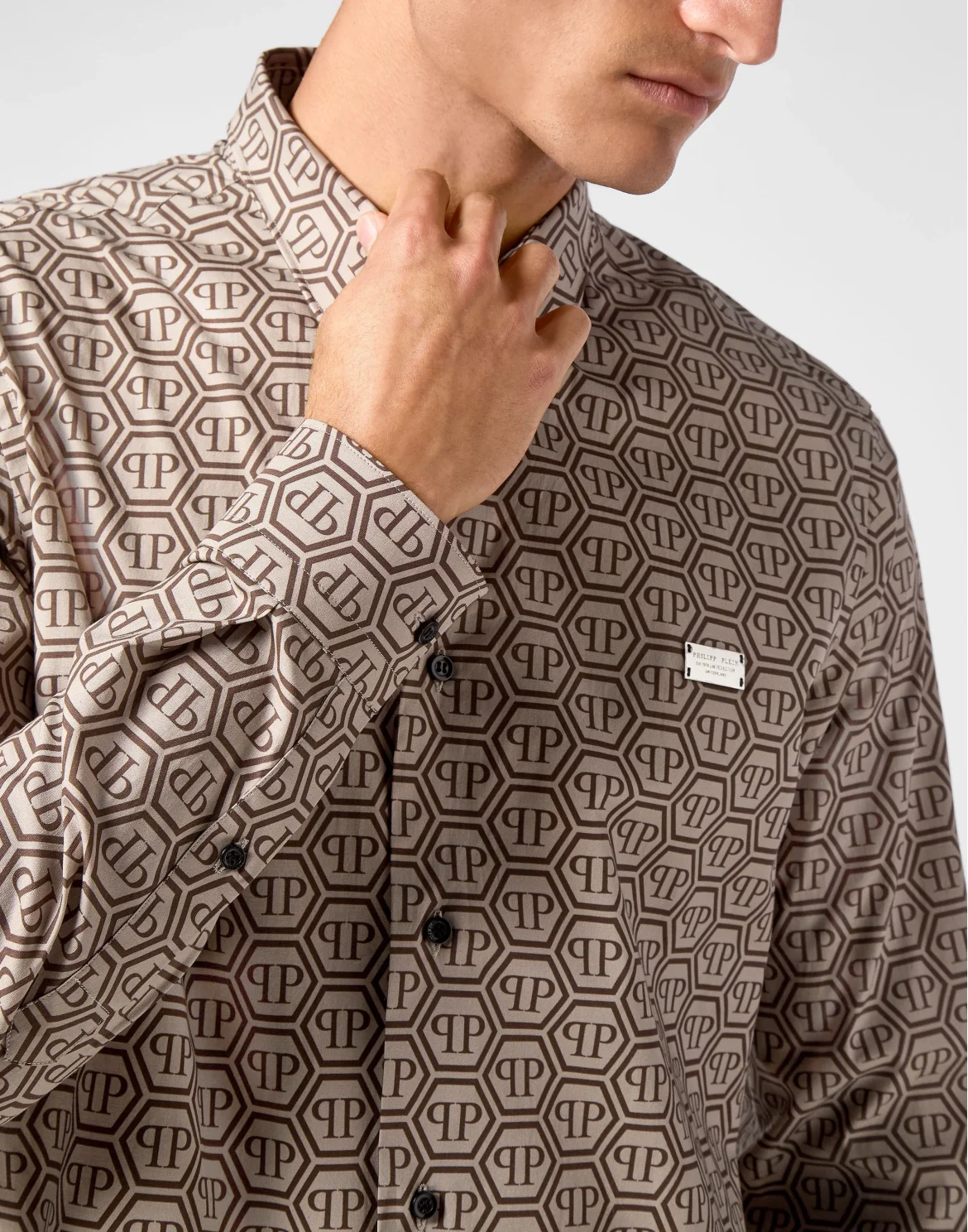 Shirt Sugar Daddy Cut Long-Sleeve Monogram, цвет: Бежевый