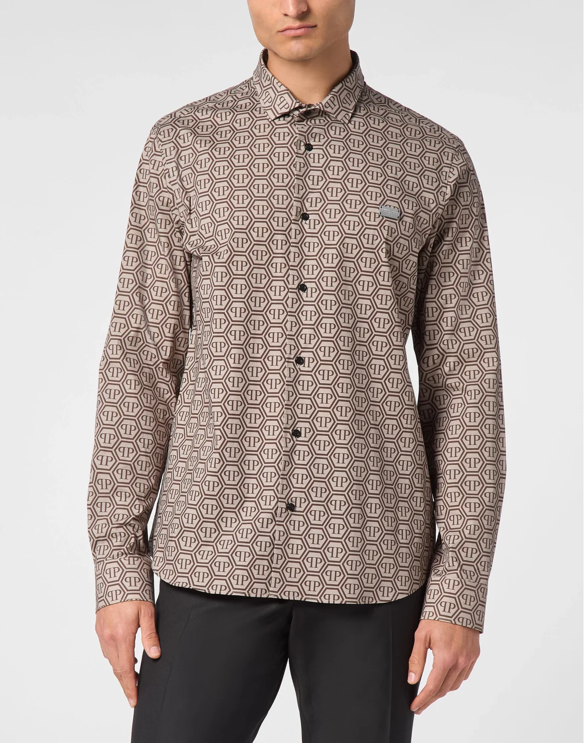 Shirt Sugar Daddy Cut Long-Sleeve Monogram, цвет: Бежевый
