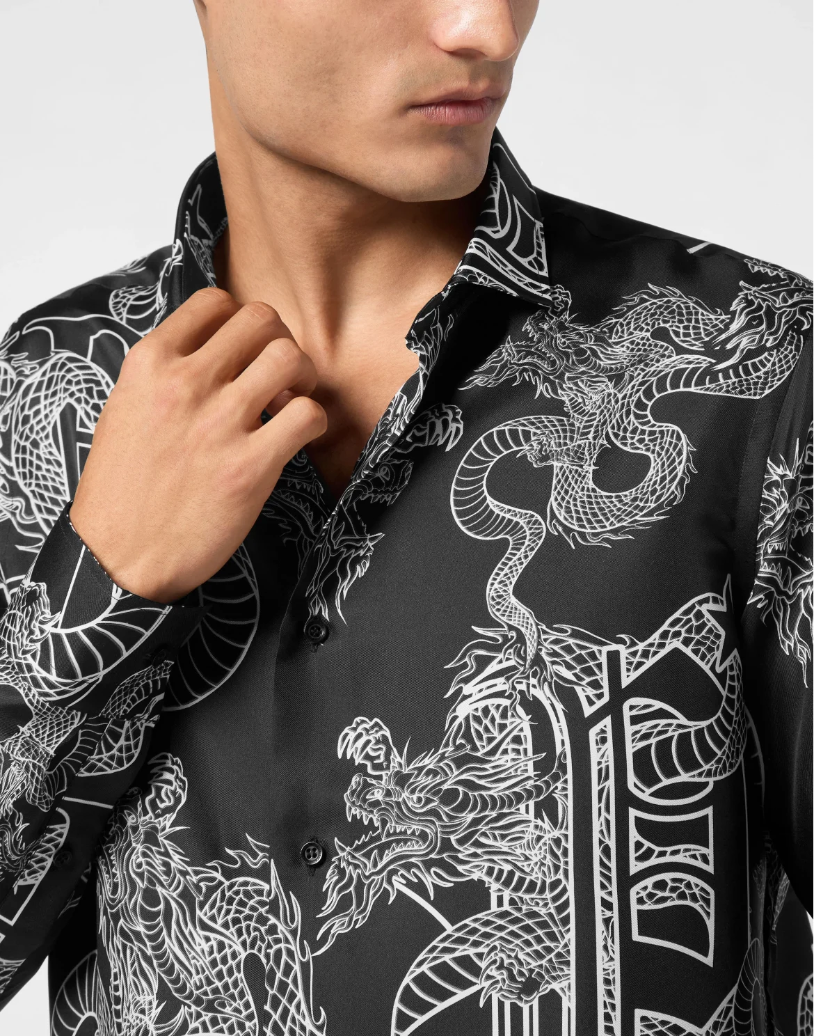 Silk Shirt Sugar Daddy Cut Long-Sleeve, цвет: Черный