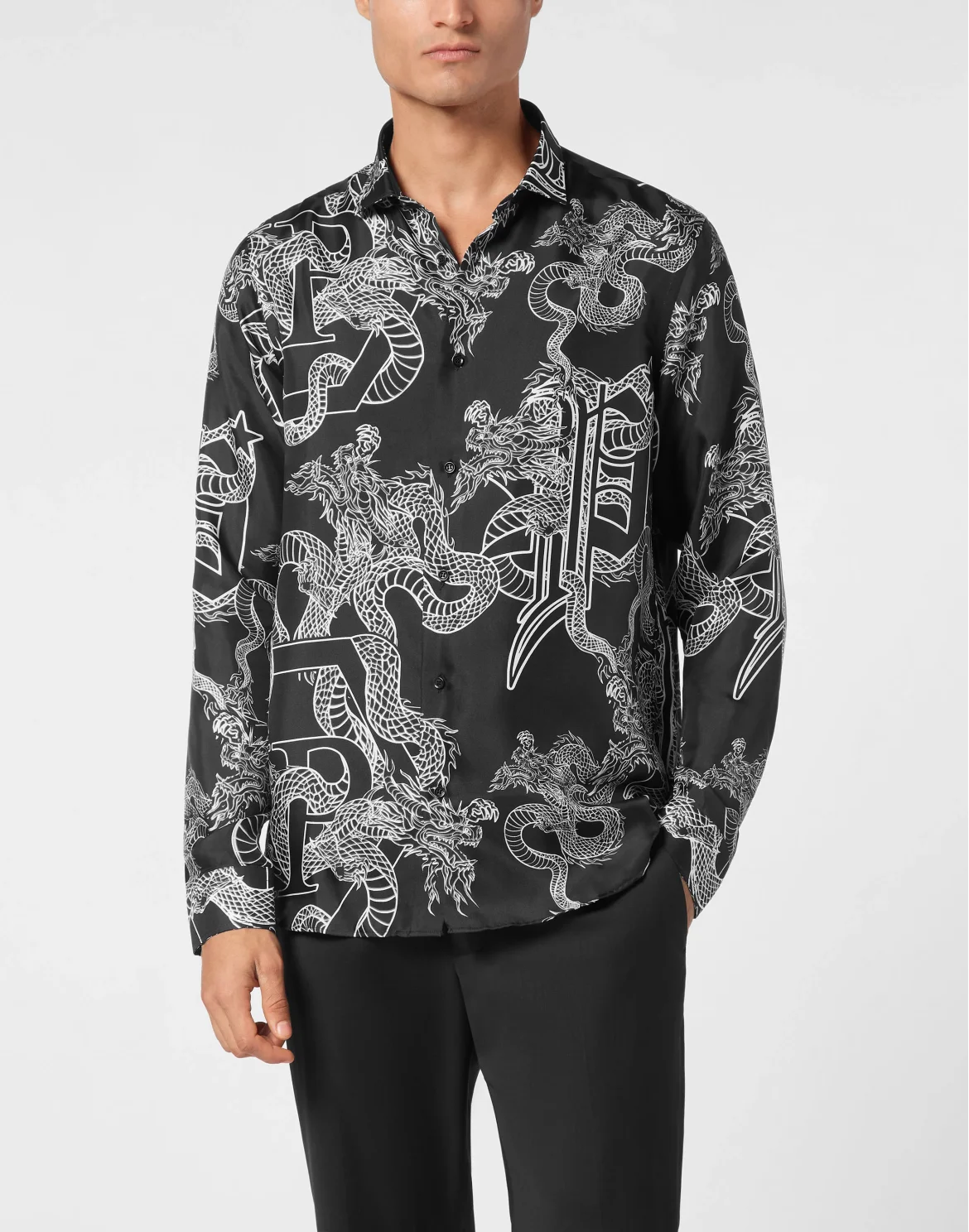 Silk Shirt Sugar Daddy Cut Long-Sleeve, цвет: Черный
