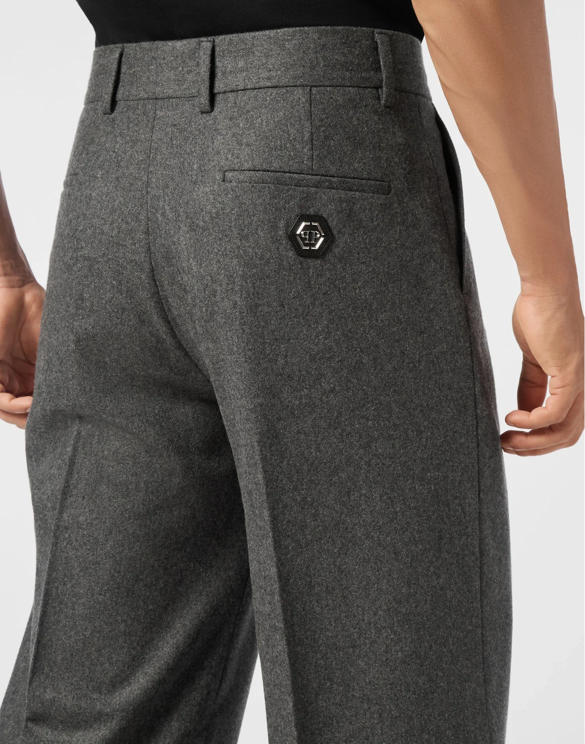 Wool Wide Leg Trousers, цвет: Серый