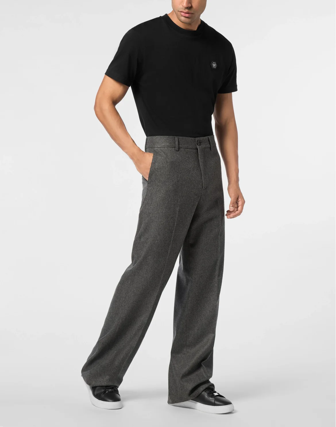 Wool Wide Leg Trousers, цвет: Серый
