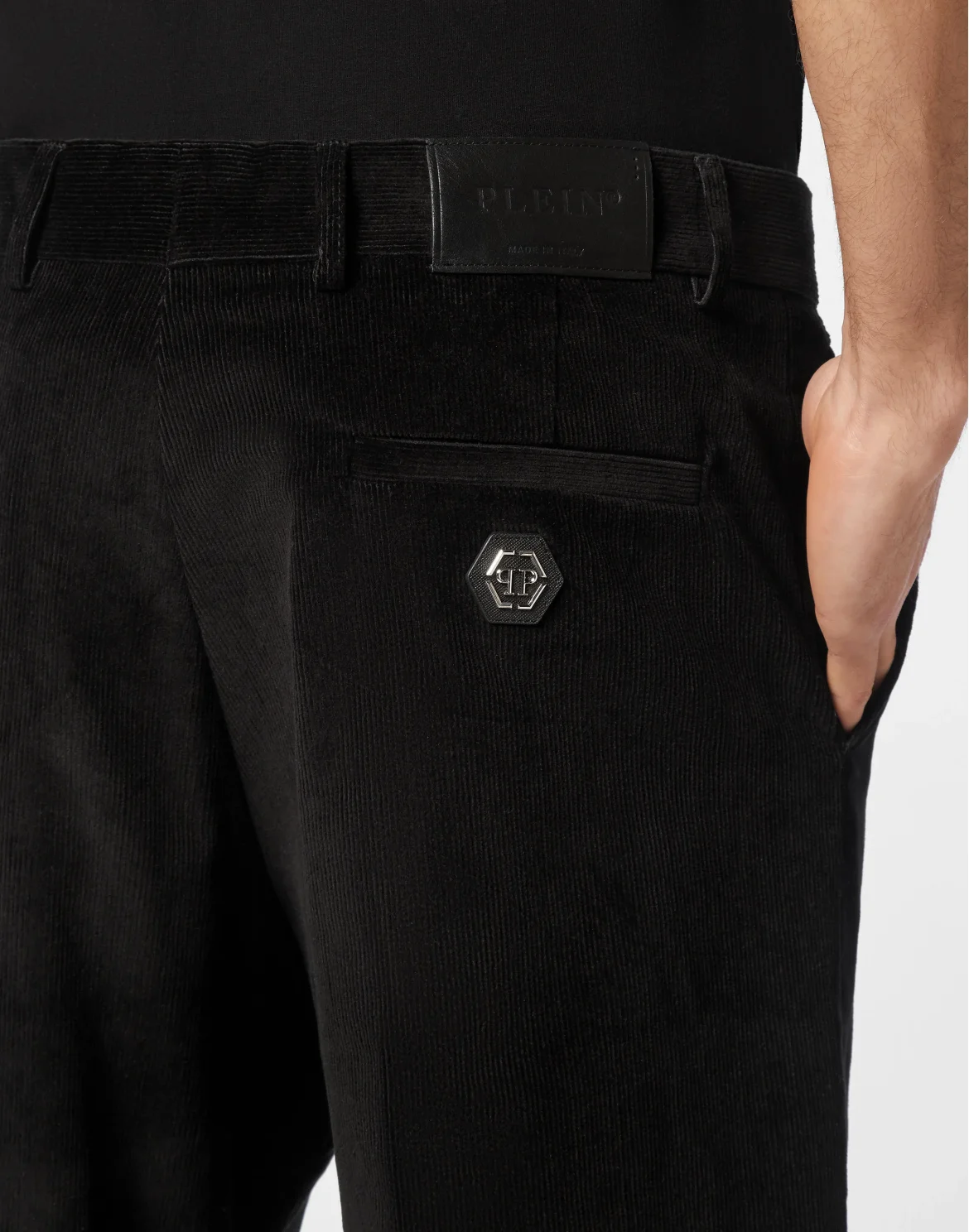 Velvet Wide Leg Trousers, цвет: Черный