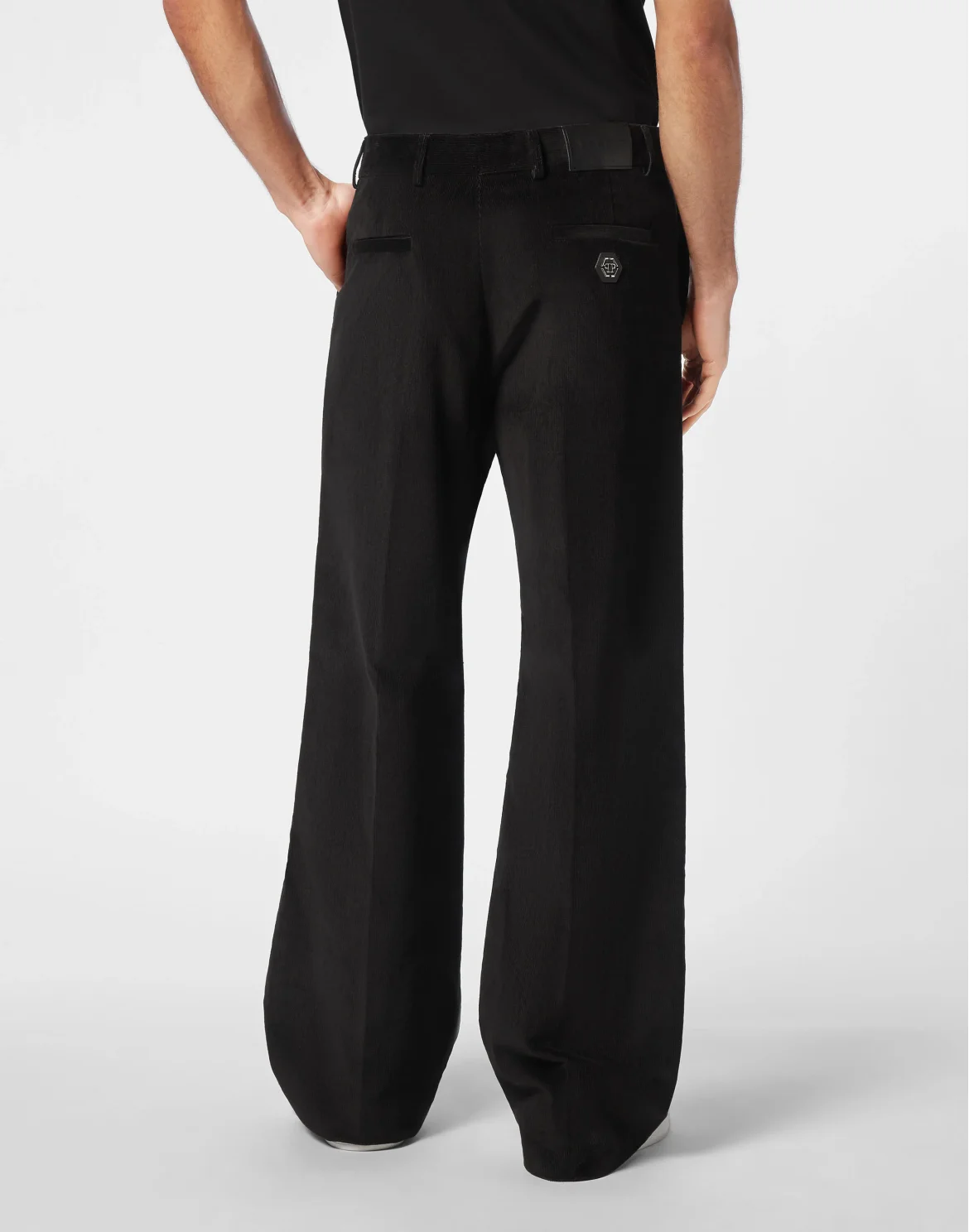 Velvet Wide Leg Trousers, цвет: Черный