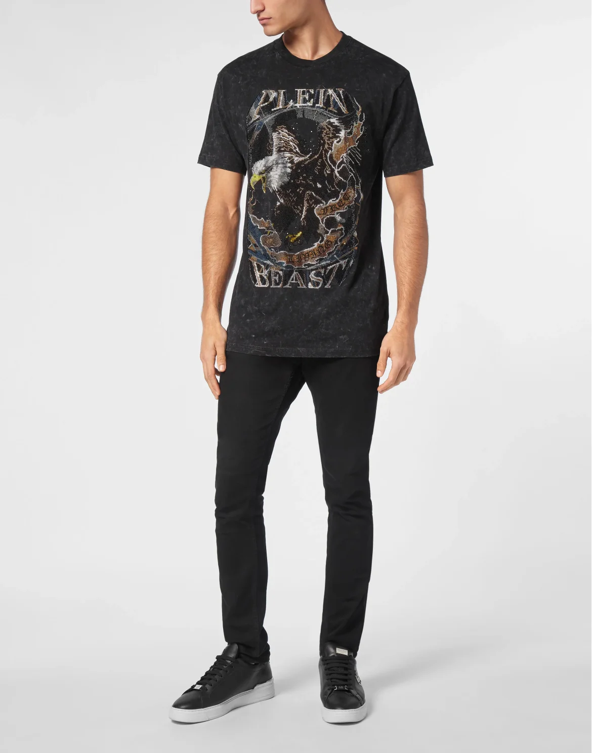 T-shirt Round Neck LS With Stones, цвет: Черный
