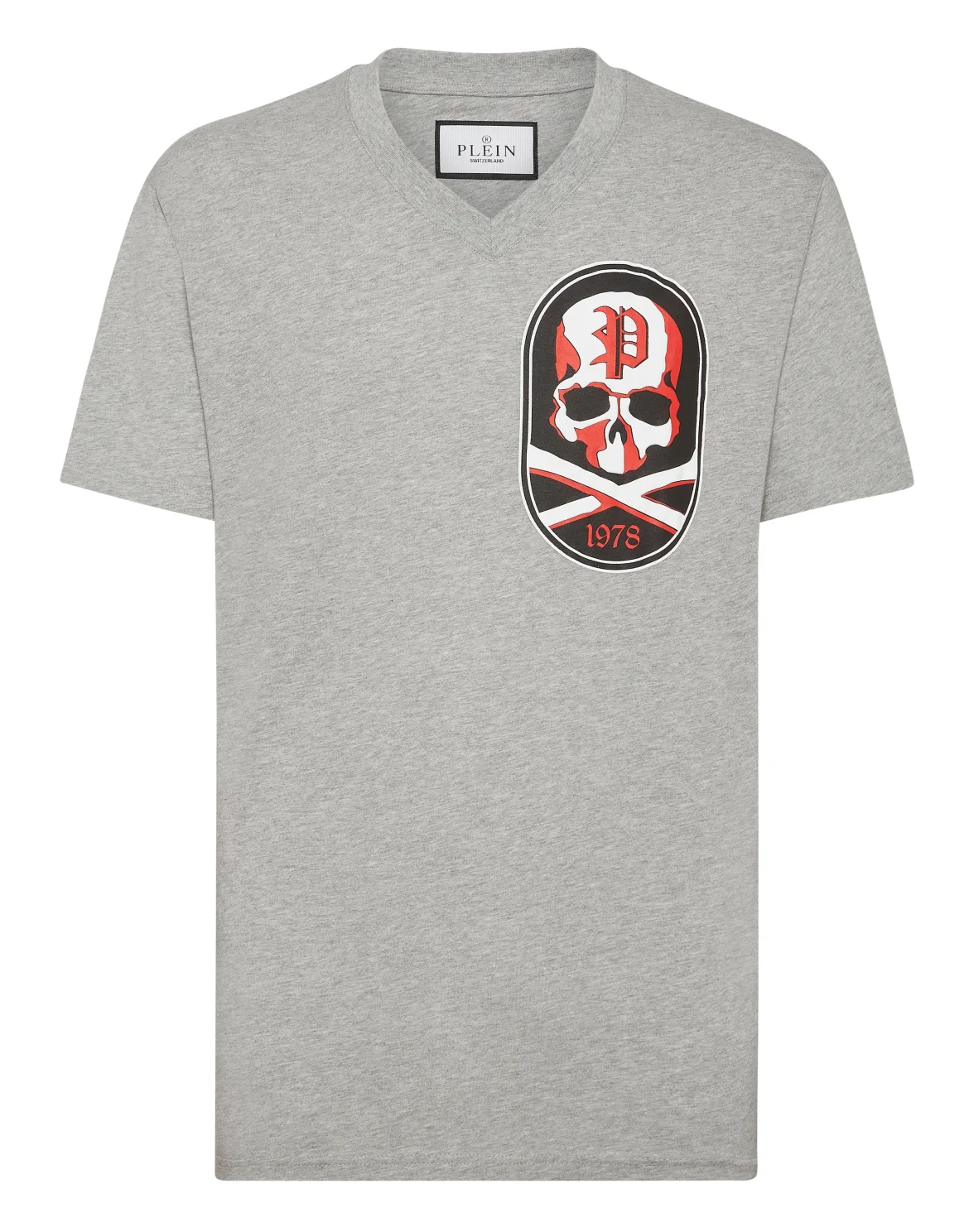 T-shirt V-Neck SS With Patch Skull&Bones, цвет: Серый
