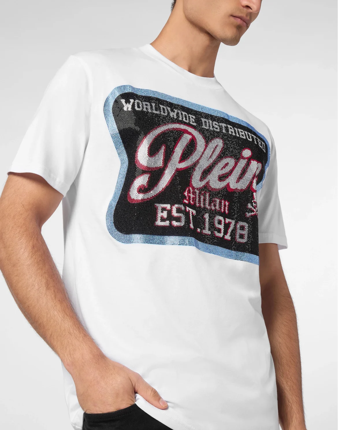T-shirt Round Neck SS With Patch, цвет: Белый