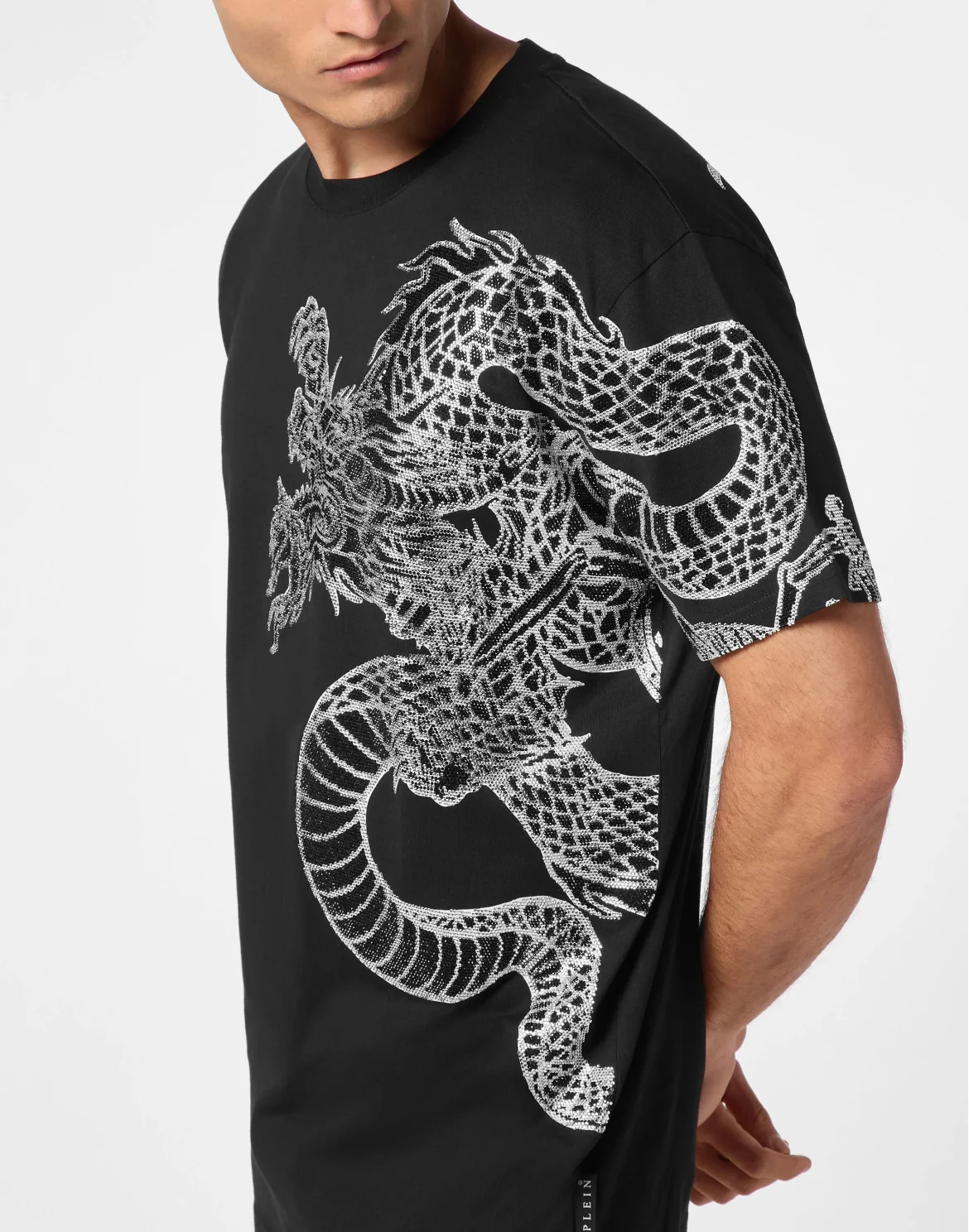 T-shirt Round Neck SS Dragon Strass, цвет: Черный