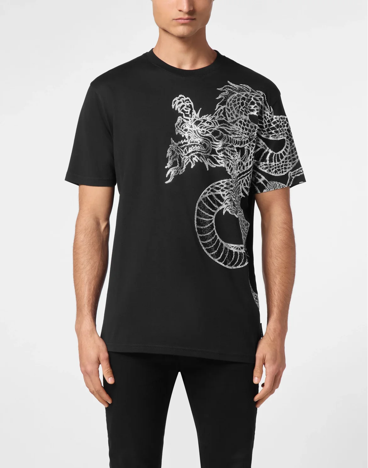 T-shirt Round Neck SS Dragon Strass, цвет: Черный