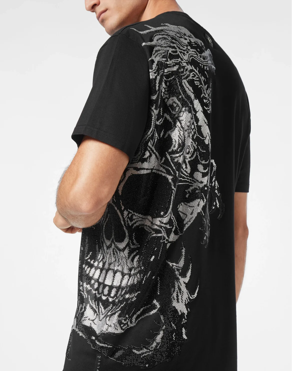 T-shirt Round Neck SS Dragon Skull strass, цвет: Черный
