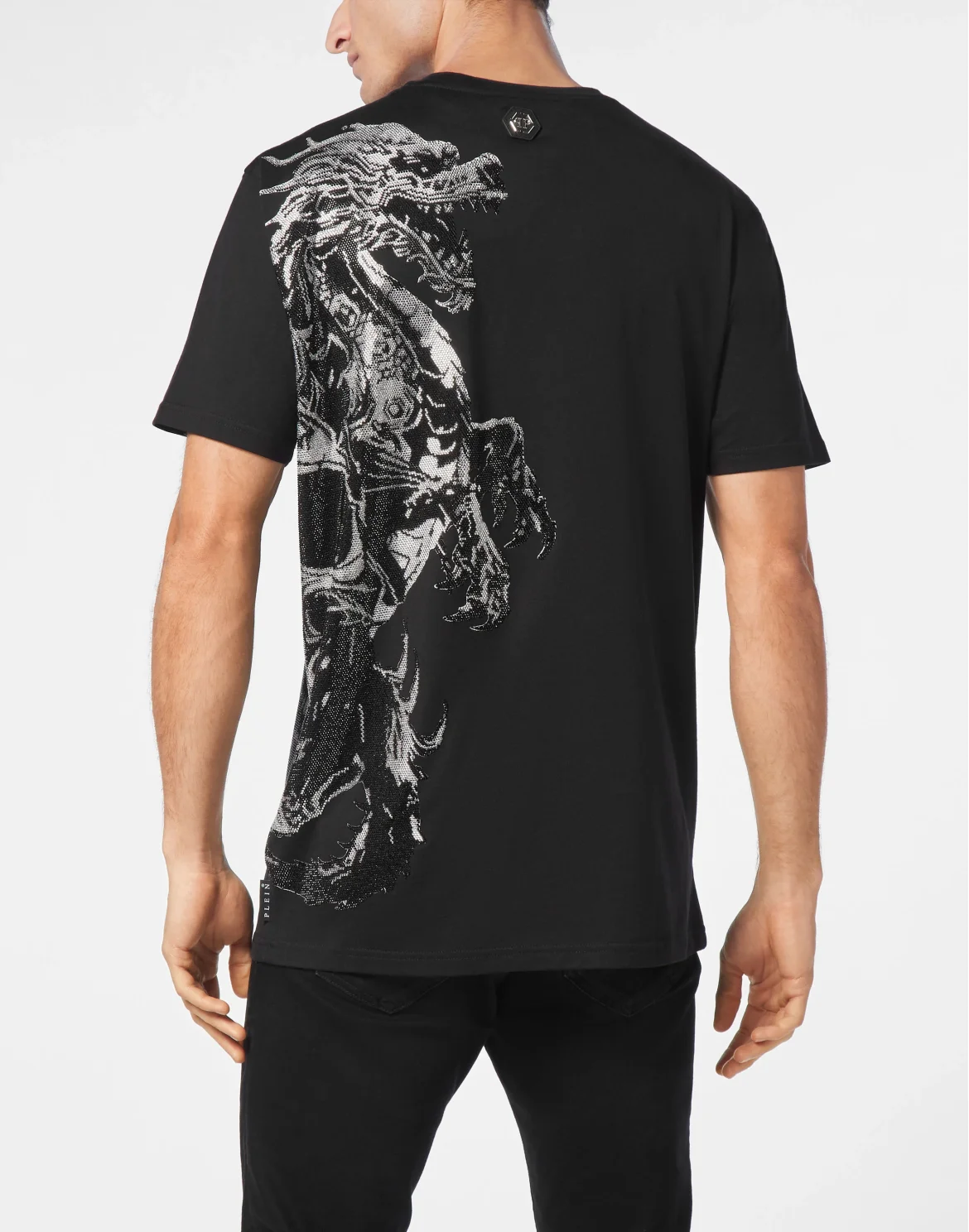 T-shirt Round Neck SS Dragon Skull strass, цвет: Черный