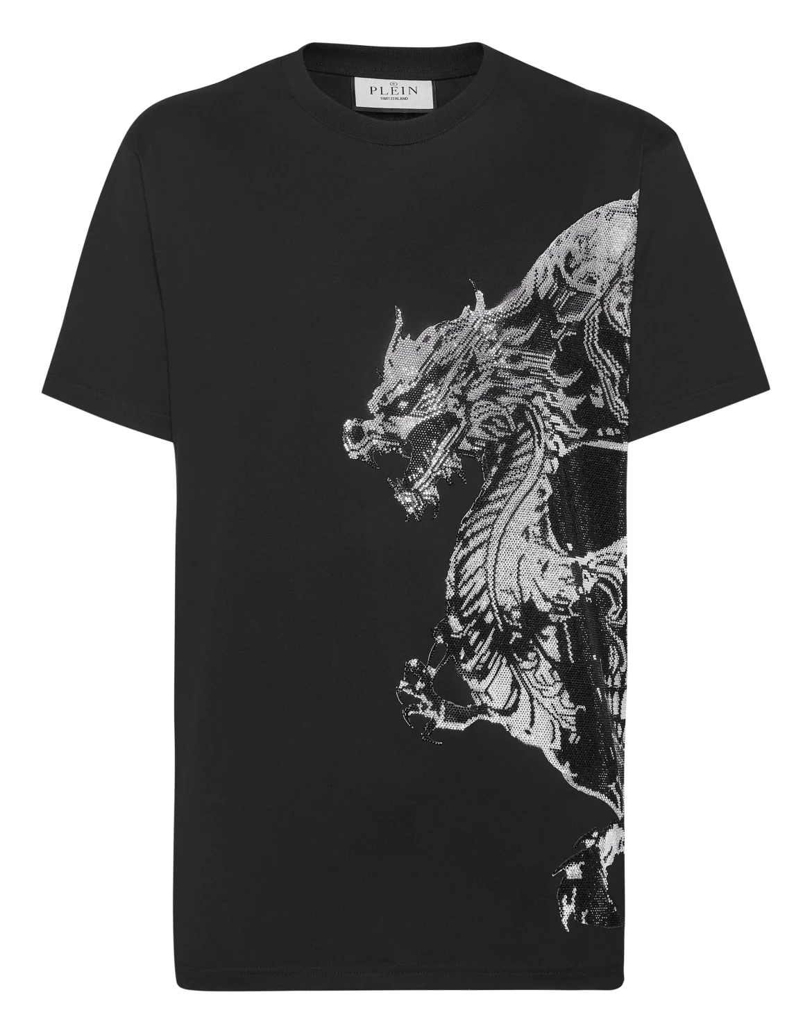 T-shirt Round Neck SS Dragon Skull strass, цвет: Черный
