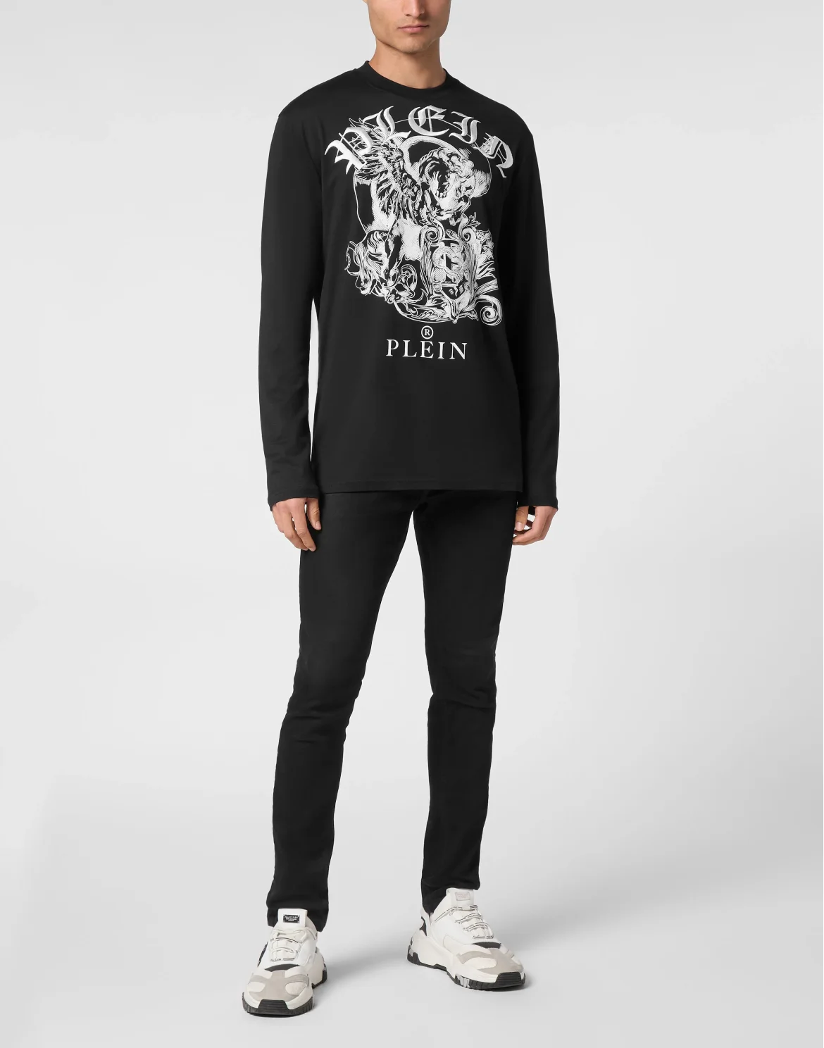 T-shirt Round Neck Long-Sleeve, цвет: Черный