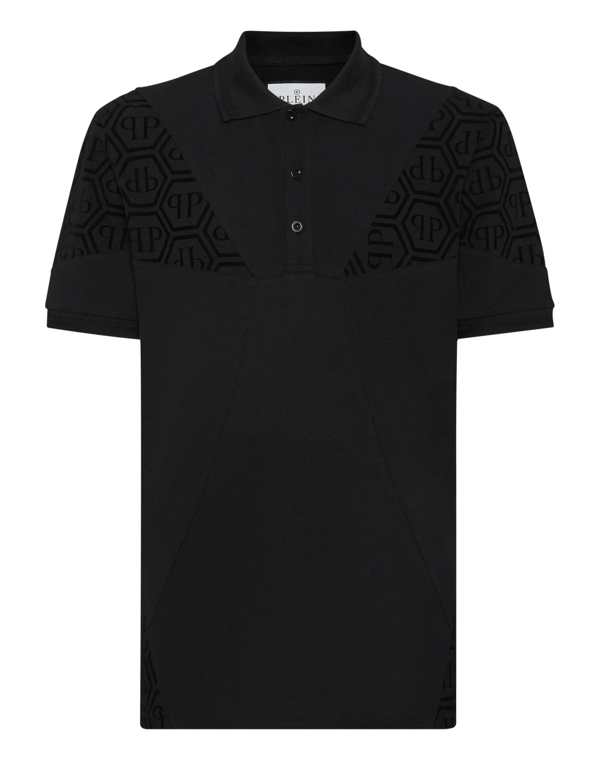 Pique Polo Shirt SS Monogram, цвет: Черный