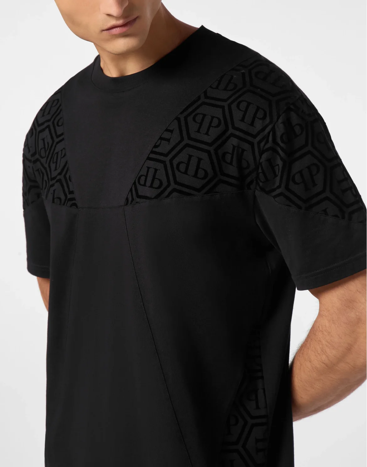 T-shirt Round Neck SS Monogram, цвет: Черный