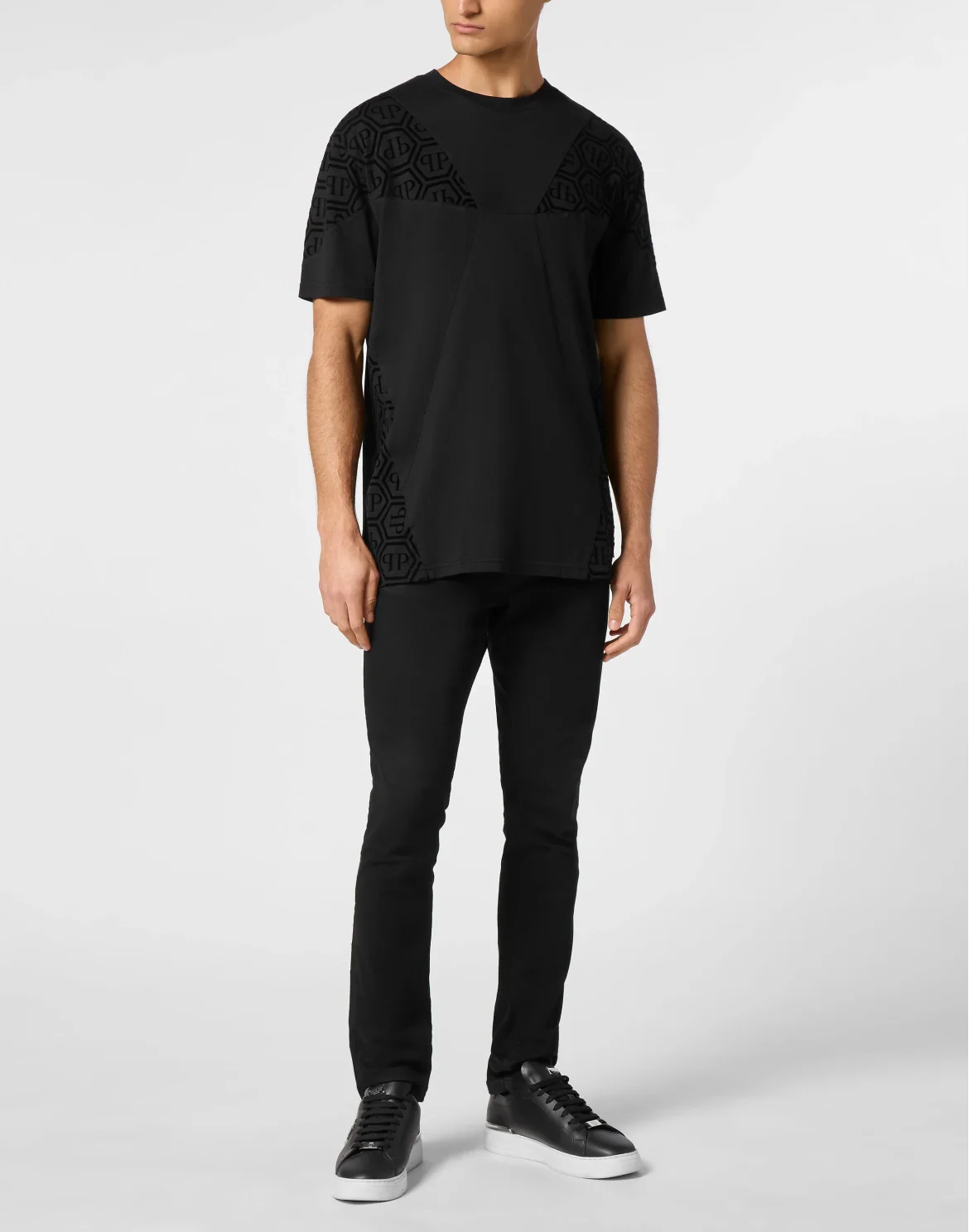 T-shirt Round Neck SS Monogram, цвет: Черный