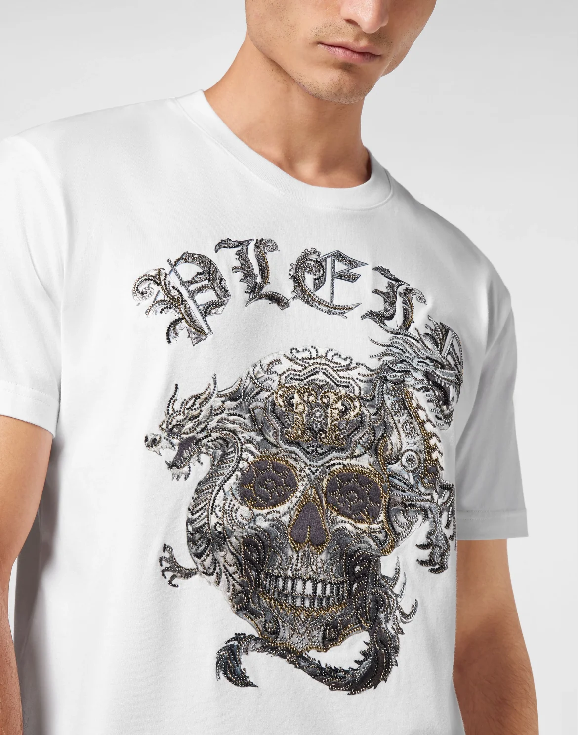 T-shirt Round Neck SS Stones Skull, цвет: Белый