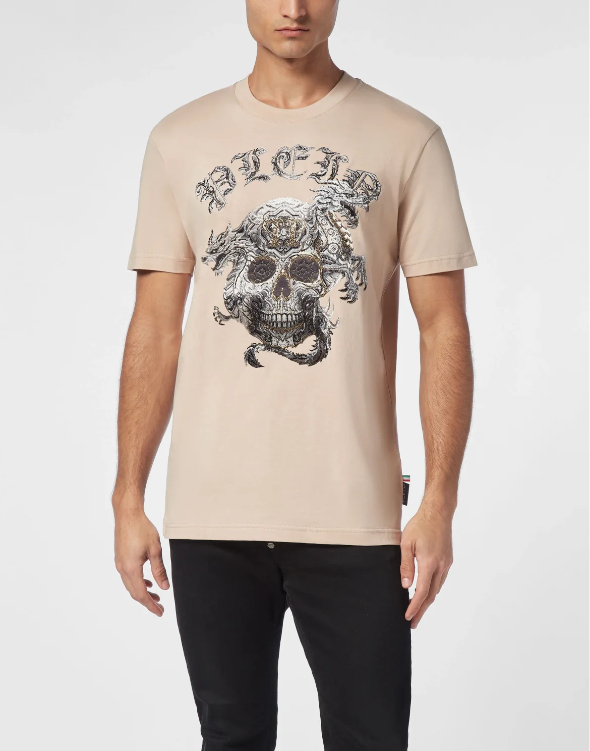 T-shirt Round Neck SS Stones Skull, цвет: Бежевый