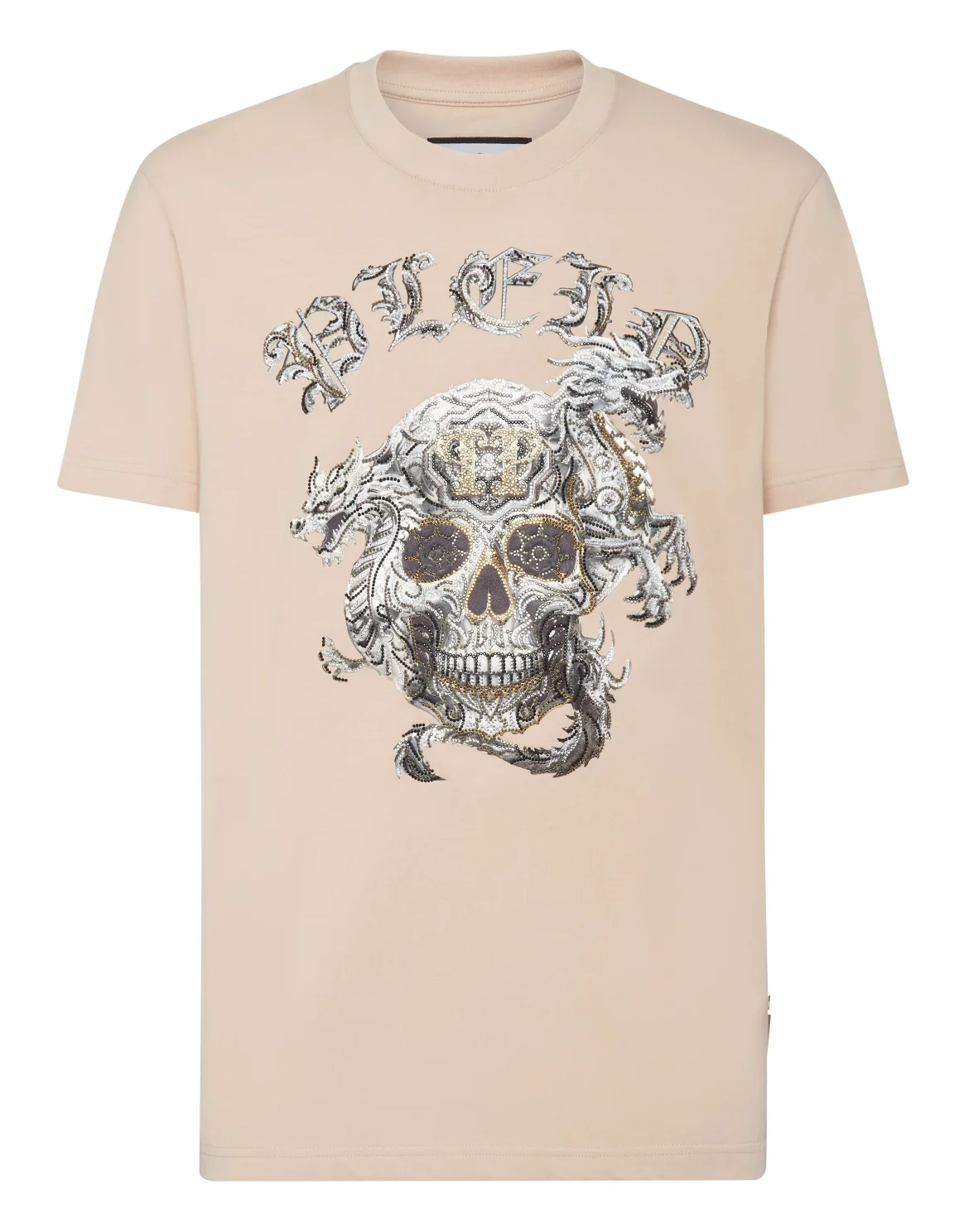 T-shirt Round Neck SS Stones Skull, цвет: Бежевый