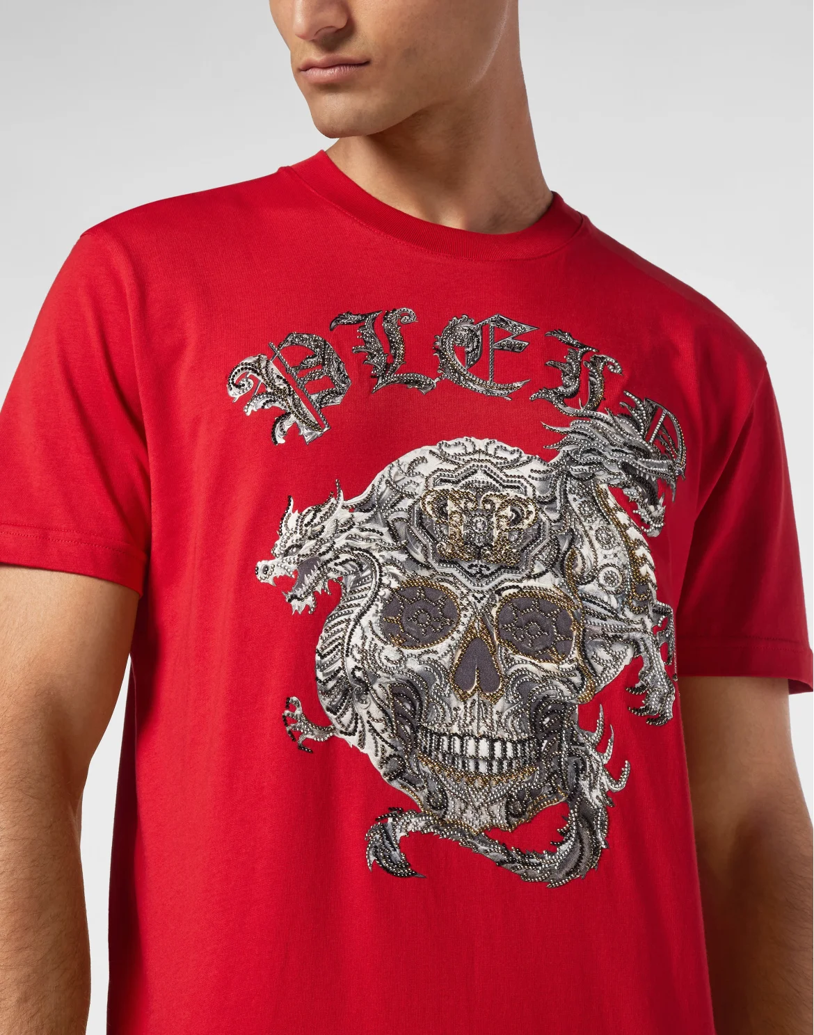 T-shirt Round Neck SS Stones Skull, цвет: Красный