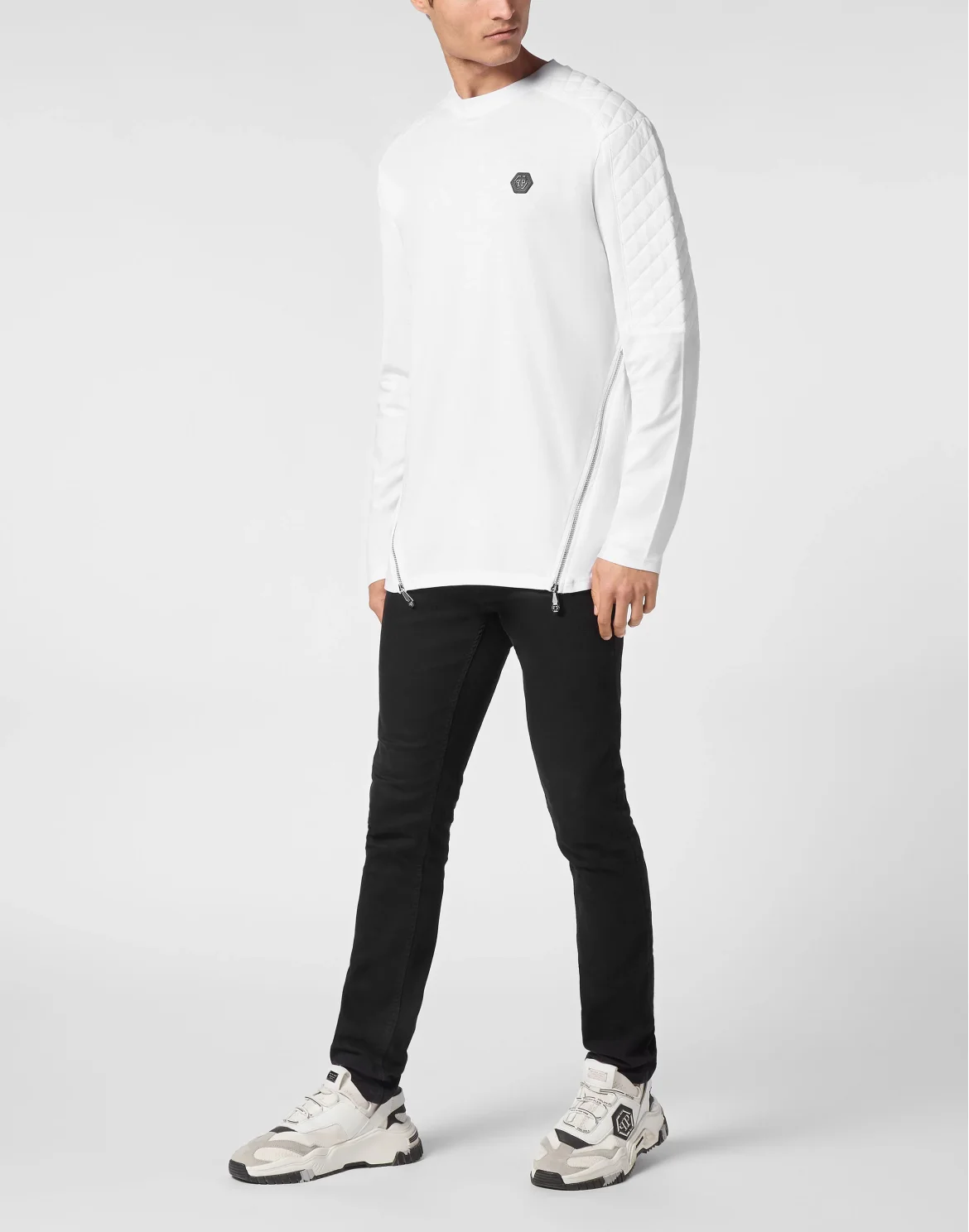 T-shirt Round Neck LS Studs, цвет: Белый